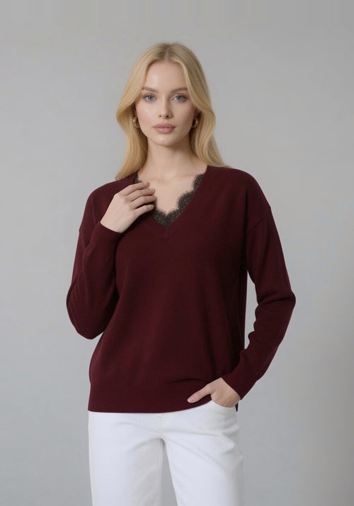 Maglia con pizzo al collo