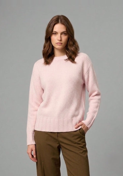 Ribbed pure wool crew-neck sweater