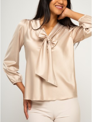 BLOUSE WITH SATIN BOW