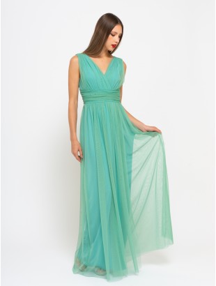 EMPIRE STYLE DRESS WITH SPLIT IN TULLE