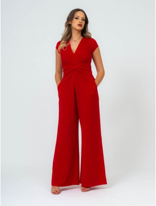 JERSEY JUMPSUIT WITH SLEEVE AND KNOT