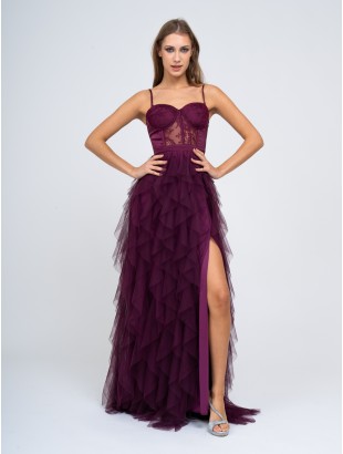 BAND DRESS WITH RUFFLED TULLE SKIRT