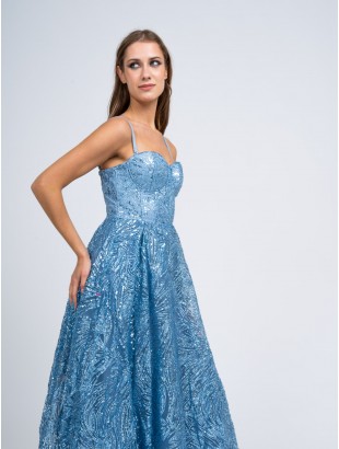 LONG DRESS WITH RIGID SEQUIN BODICE