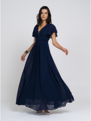 LONG CEREMONY DRESS WITH WIDE SHORT SLEEVES