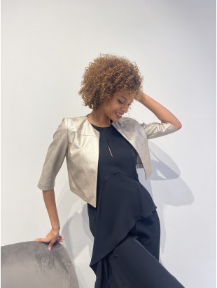 ECO-LEATHER SHORT JACKET WITH ELBOW SLEEVES