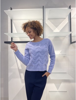 CREW NECK SWEATER IN WOOL WITH RELIEF MOTIF