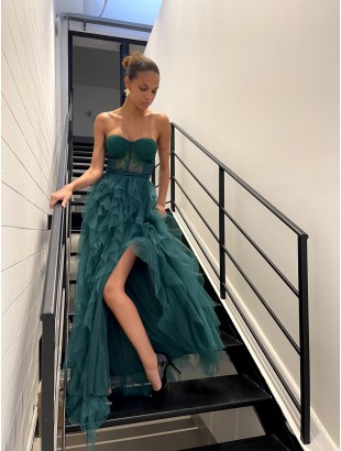 BAND DRESS WITH RUFFLED TULLE SKIRT