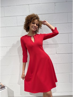 FLARED DRESS WITH DROP NECK