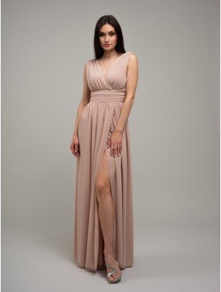 EMPIRE STYLE CROSSOVER DRESS WITH SLIT AND WRAPPED