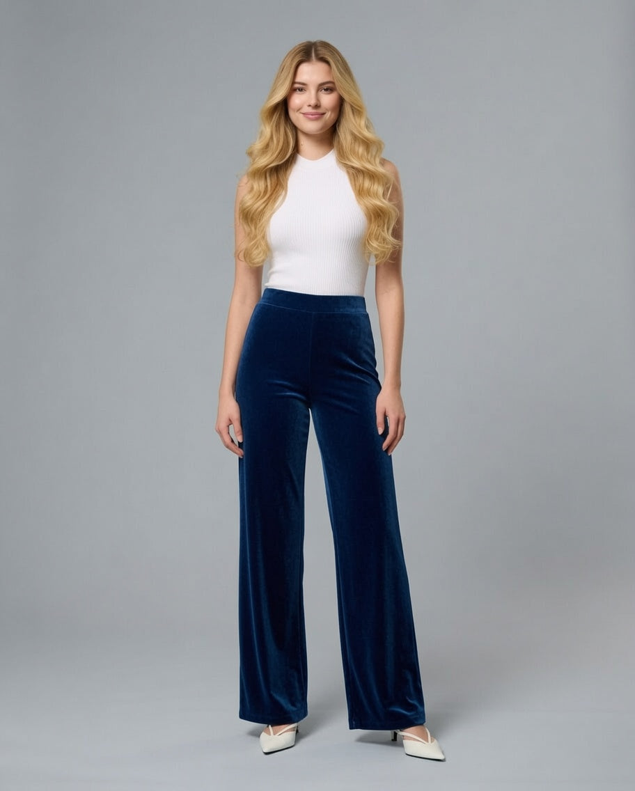 Pantalone palazzo in velluto – Blu Navy