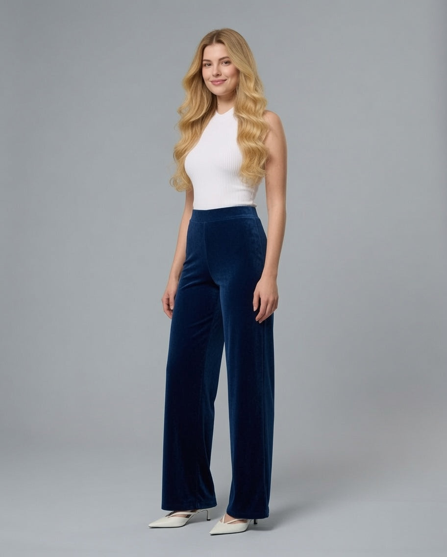 Pantalone palazzo in velluto – Blu Navy