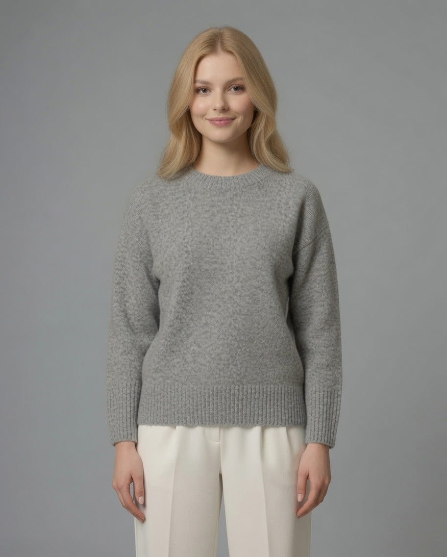 Maglia girocollo mélange – Grigio Perla