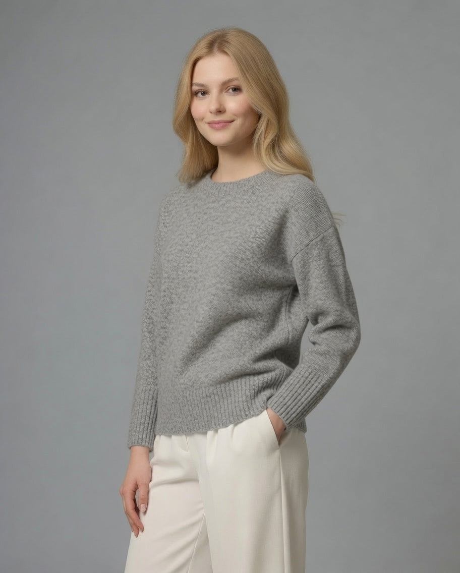 Maglia girocollo mélange – Grigio Perla