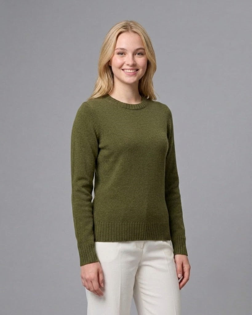 Maglia a scollo ampio con spacchi – Oliva