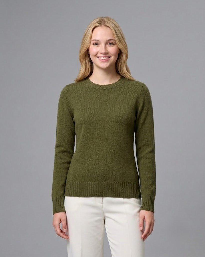 Maglia a scollo ampio con spacchi – Oliva
