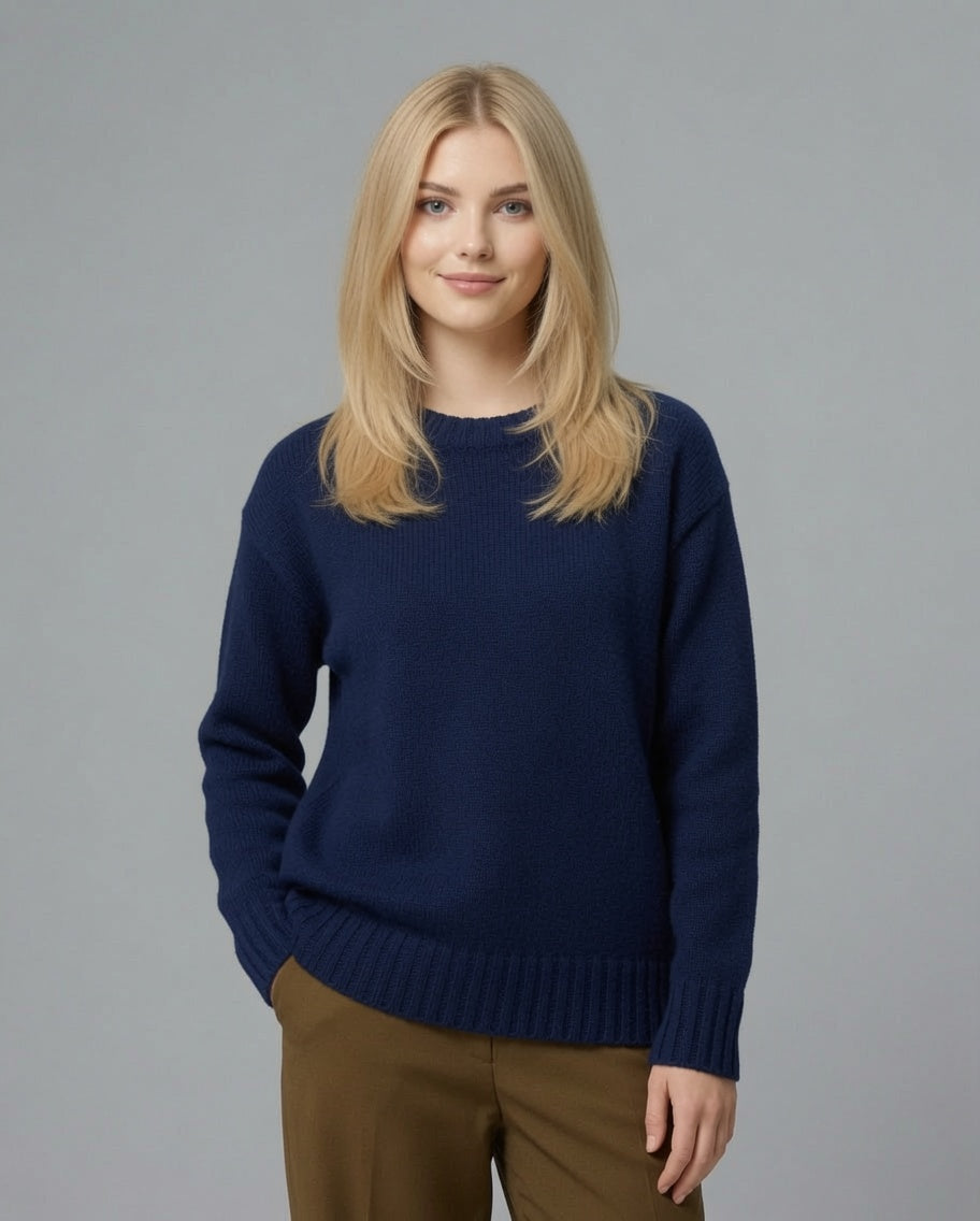 Maglia girocollo over in pura lana – Blu Navy