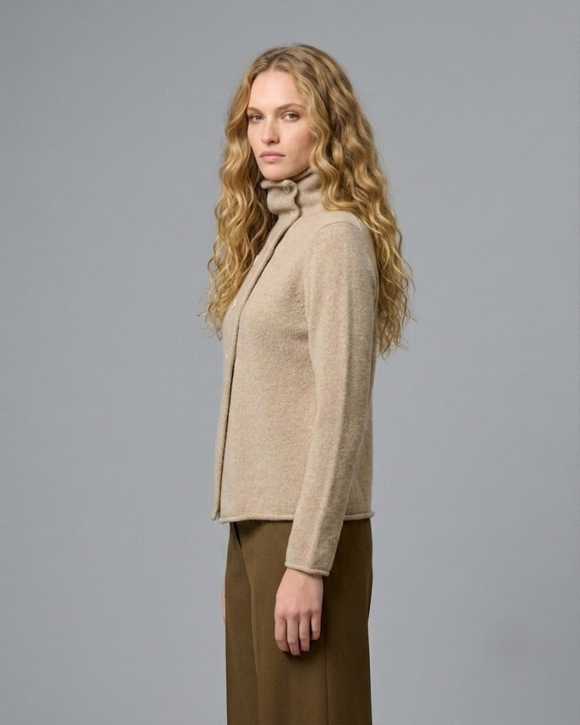 Cardigan doppiopetto in pura lana – Taupe Tanno