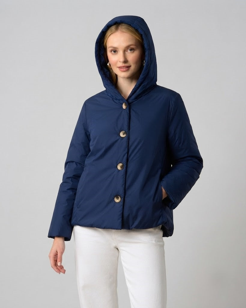 Giacca imbottita con cappuccio – Blu Navy