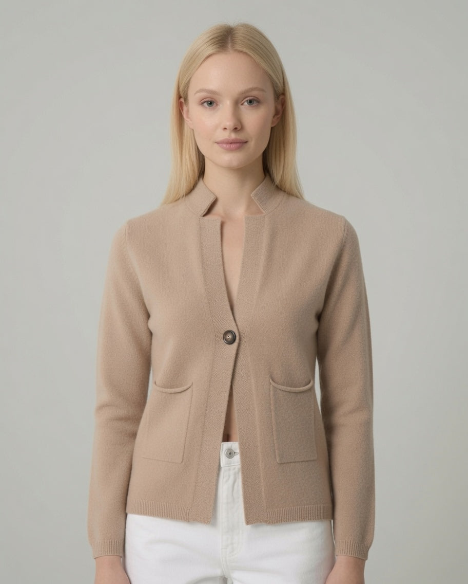 Cardigan con un bottone – Beige