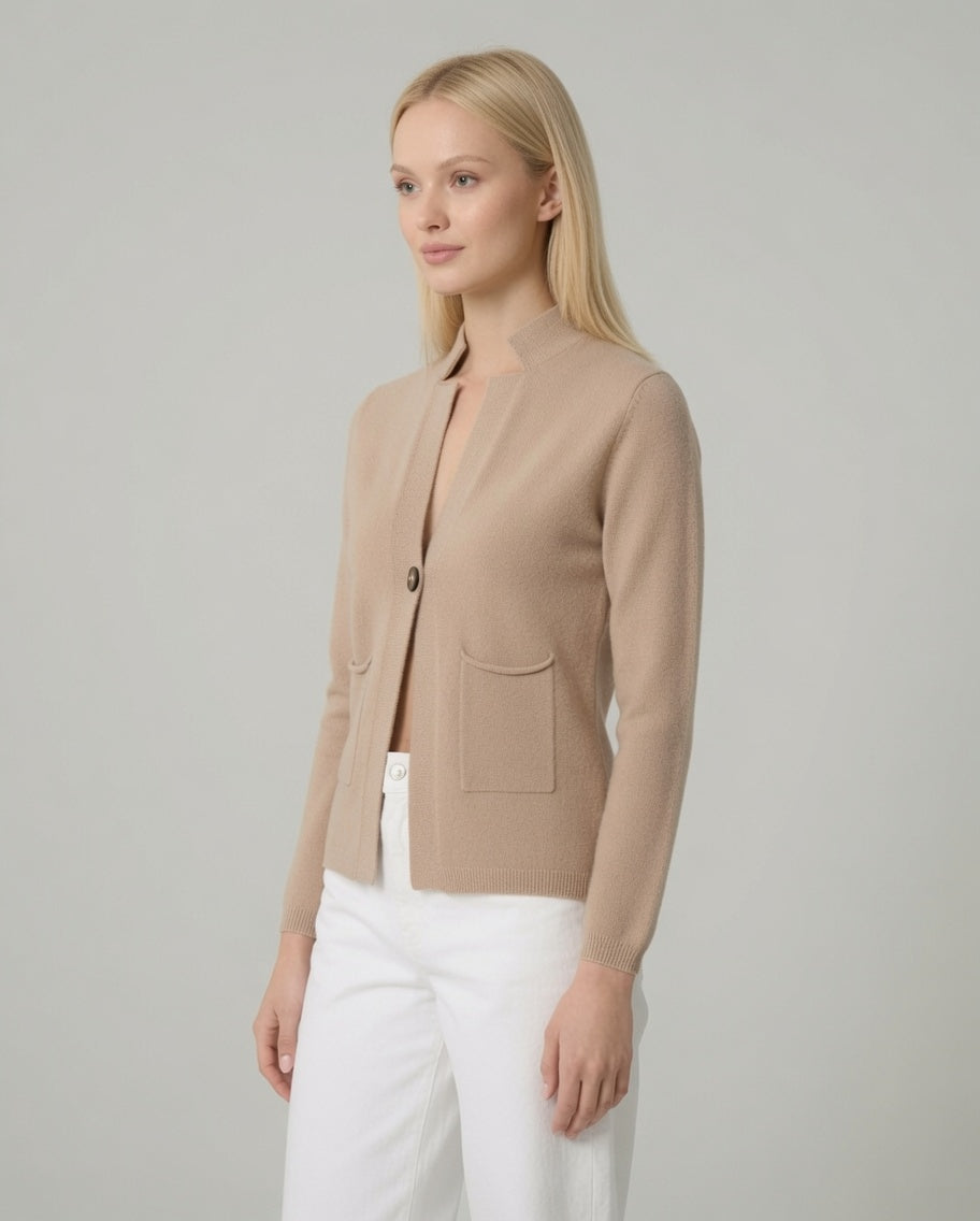 Cardigan con un bottone – Beige