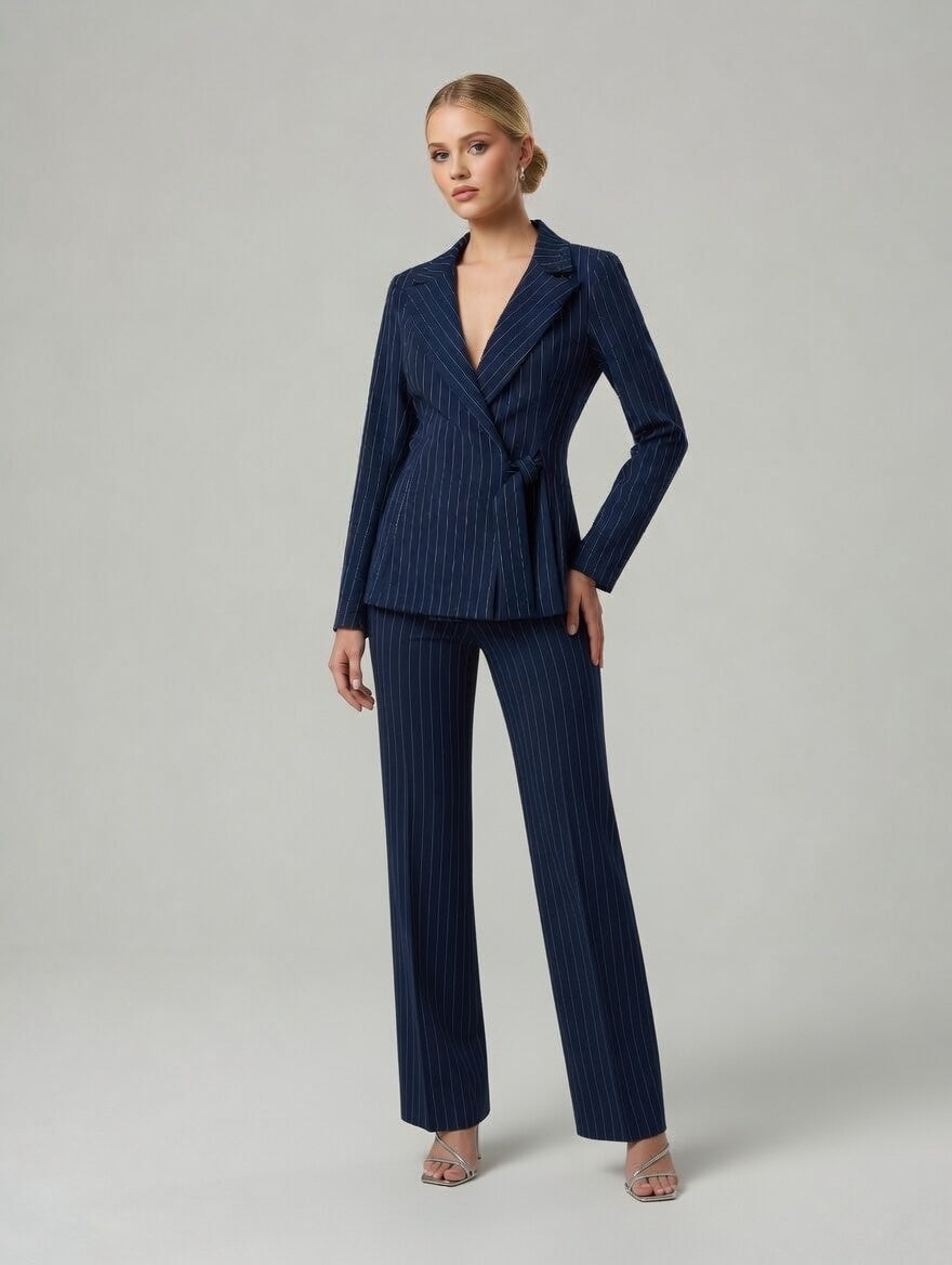 Completo giacca e pantalone gessato Lanny – Blu