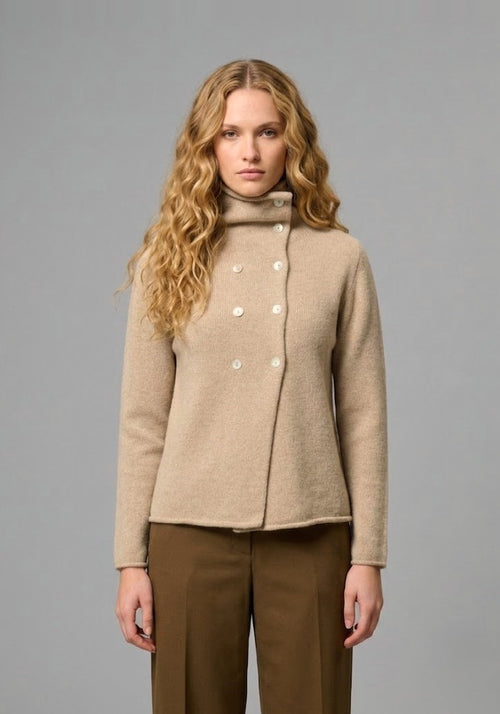 Double-breasted pure wool cardigan