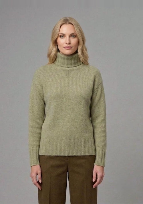 Ribbed pure wool turtleneck