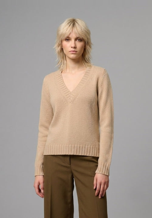 Pure wool V-neck sweater