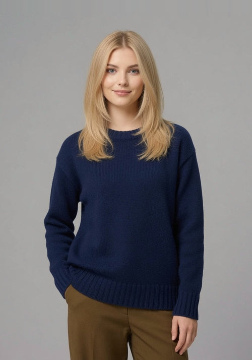Oversized pure wool crew-neck sweater